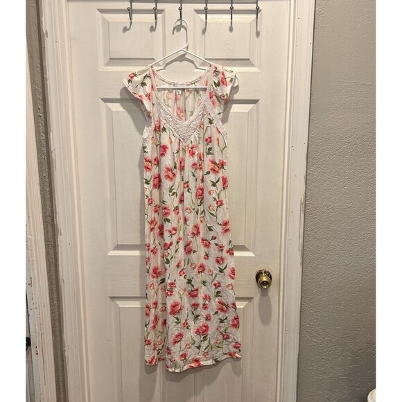 CAROLE HOCHMAN Robe And Nightgown Set Women’s Size Medium Carnation Bouquet - Picture 6 of 13